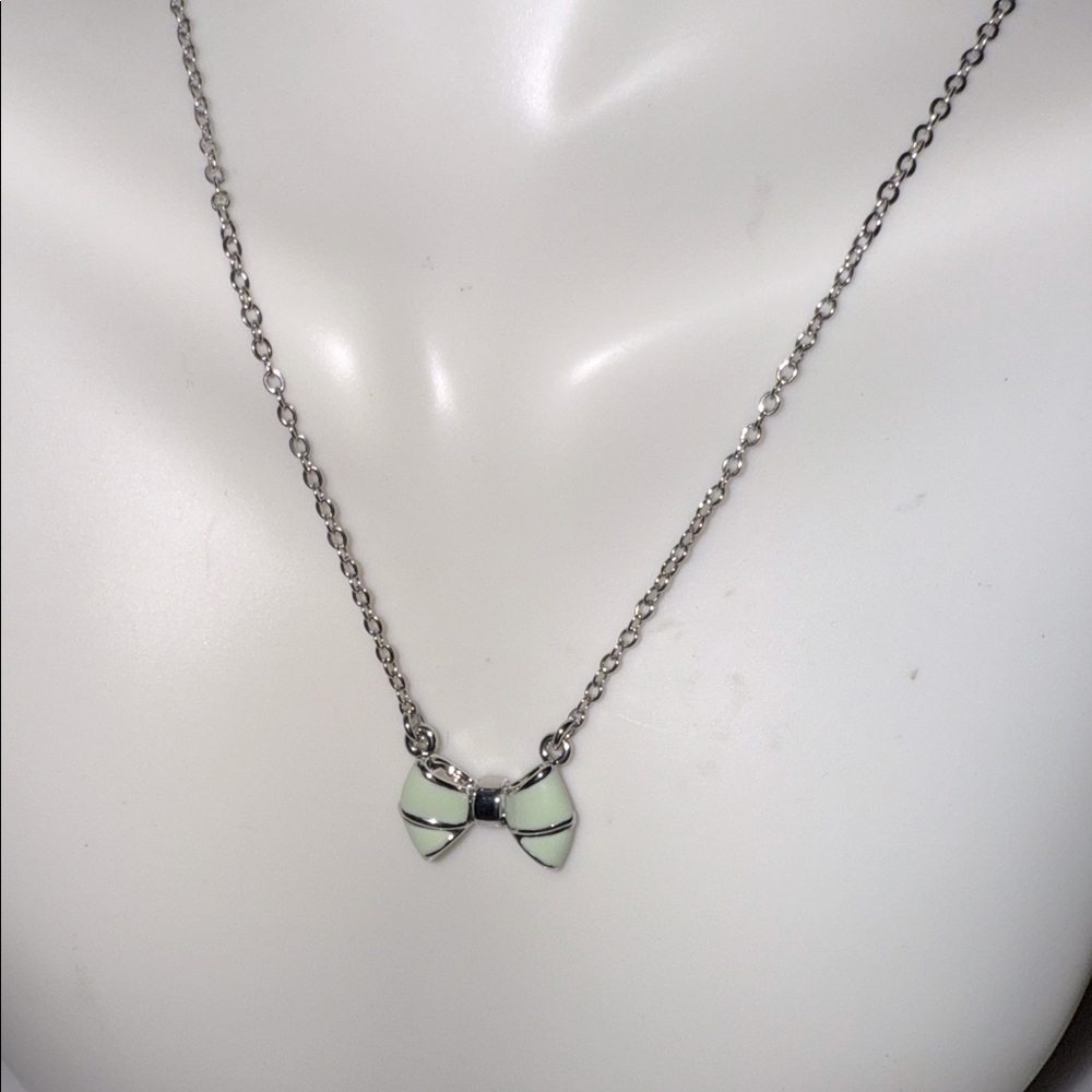 Ted Baker London Silver Mint Bow Necklace
